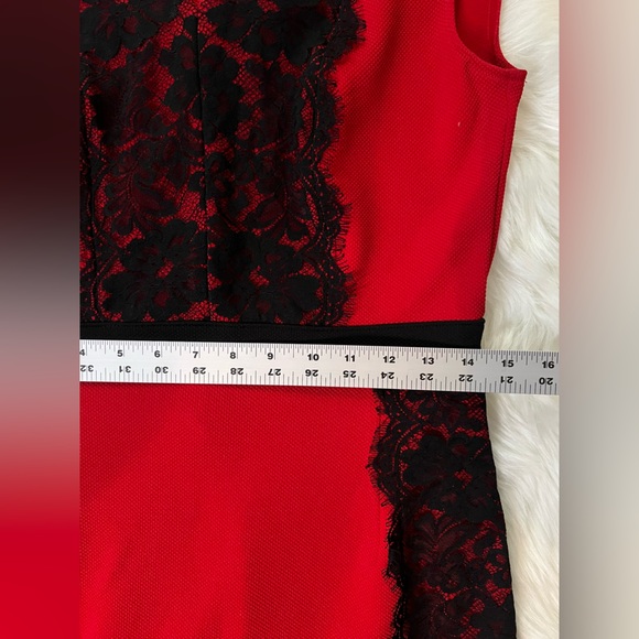 Danny and Nicole red and black lace midi dress size 6 EUC - Picture 5 of 8